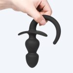 Happy Dog Tail Silicone Butt Plug - Black