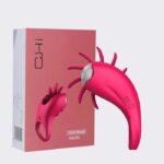 With 360° Rotation Oral Vibrator Ring 10 Vibration Modes G-Spot Massage Rings Vibrators for Her Clitoris Cock Rings Tongue Licking Nipple Sex Toy Men Women Couples (Red)