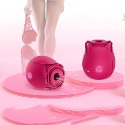  Female Rose Flower with Rose Toy for Woman 10 Gears USB Rechargeable Valentines Day Gift-Red
