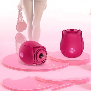 Female Rose Flower with Rose Toy for Woman 10 Gears USB Rechargeable Valentines Day Gift-Red