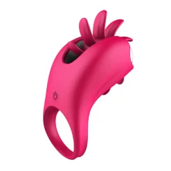  With 360° Rotation Oral Vibrator Ring 10 Vibration Modes G-Spot Massage Rings Vibrators for Her Clitoris Cock Rings Tongue Licking Nipple Sex Toy Men Women Couples (Red)