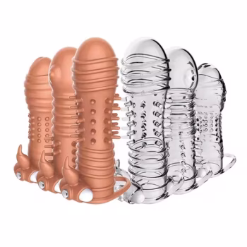  Reusable Full Cover Spiked Penis Sleeve Ring for Delaying Ejaculation and Impotence, Erection Dildo Sleeve for Adult Sex